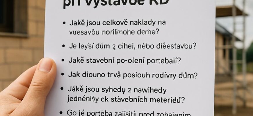 Stavíme rodinný dům: praktické odpovědi na otázky, které se vynoří dřív, než zvednete první cihlu Stavíme rodinný dům: praktické odpovědi na otázky, které se vynoří dřív, než zvednete první cihlu