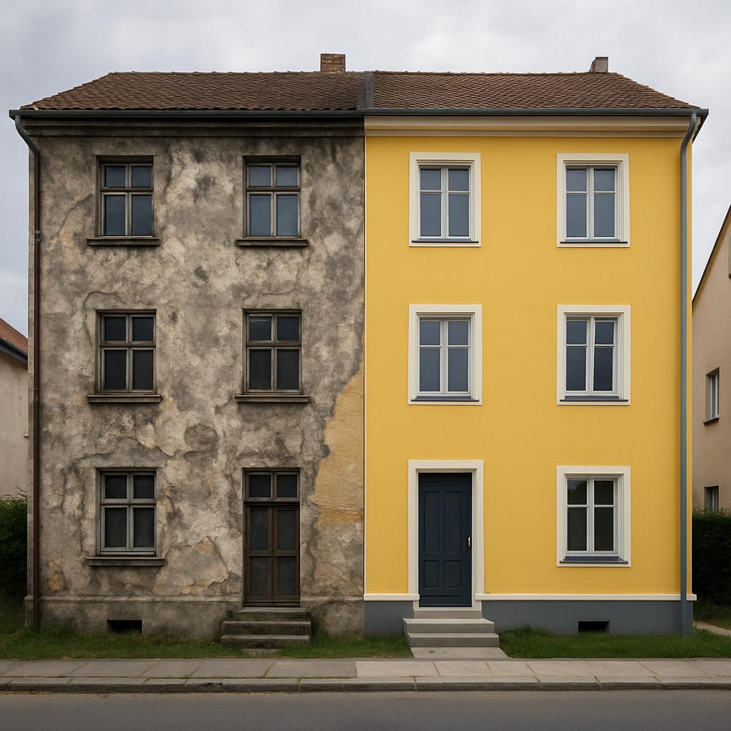 Inovativní řešení v rámci nátěr staré fasády. Moje zkušenost: dva domy, dvě cesty