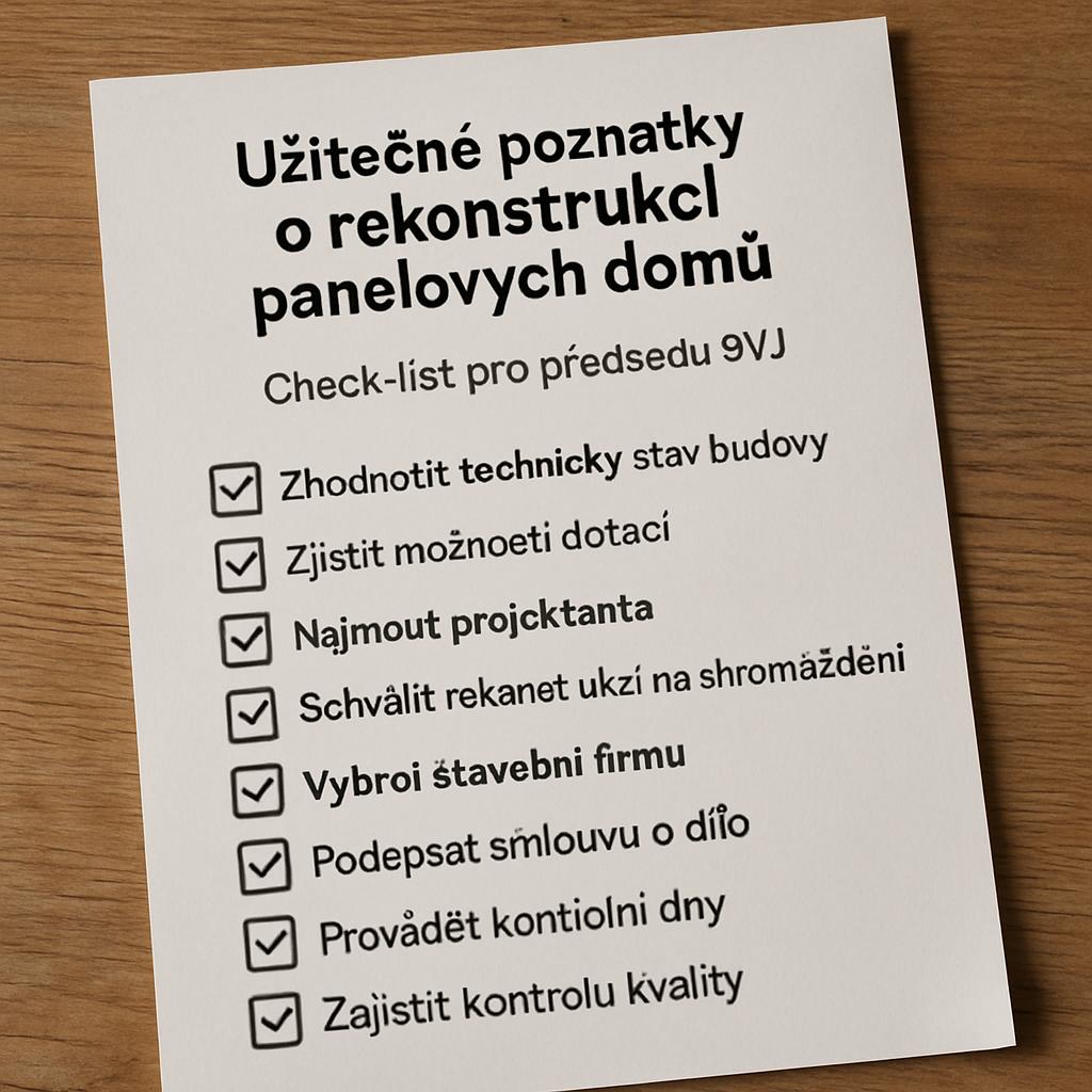 Užitečné poznatky o rekonstrukci panelových domů. Check-list pro předsedu SVJ Užitečné poznatky o rekonstrukci panelových domů. Check-list pro předsedu SVJ
