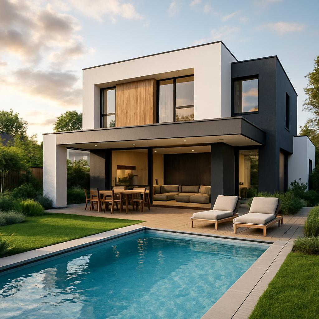 Kreativní nápady pro moderní dům na klíč (Teplice). Zahrada, bazén, terasa Kreativní nápady pro moderní dům na klíč (Teplice). Zahrada, bazén, terasa