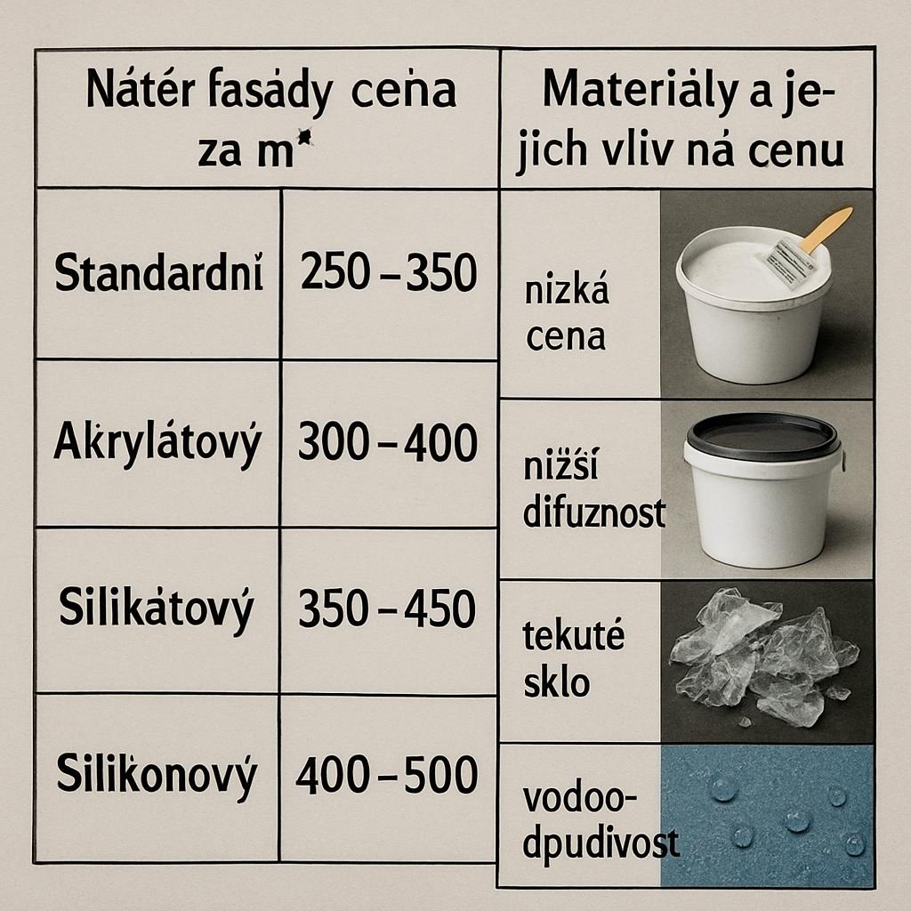 Praktický průvodce k nátěr fasády cena za m2 (Karviná). Materiály a jejich vliv na cenu