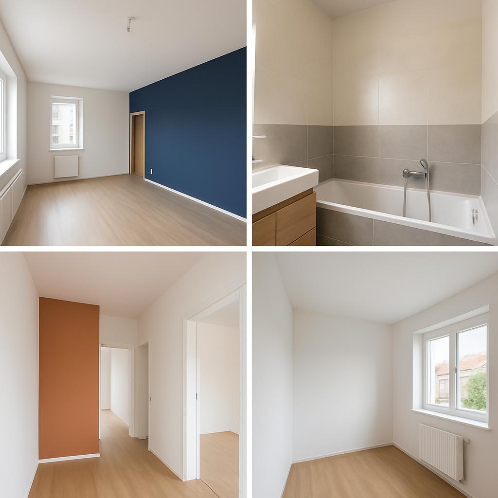 Ověřené zkušenosti s malování interiérů fotogalerie (České Budějovice). Materiály a barvy: co funguje v provozu i v soukromí