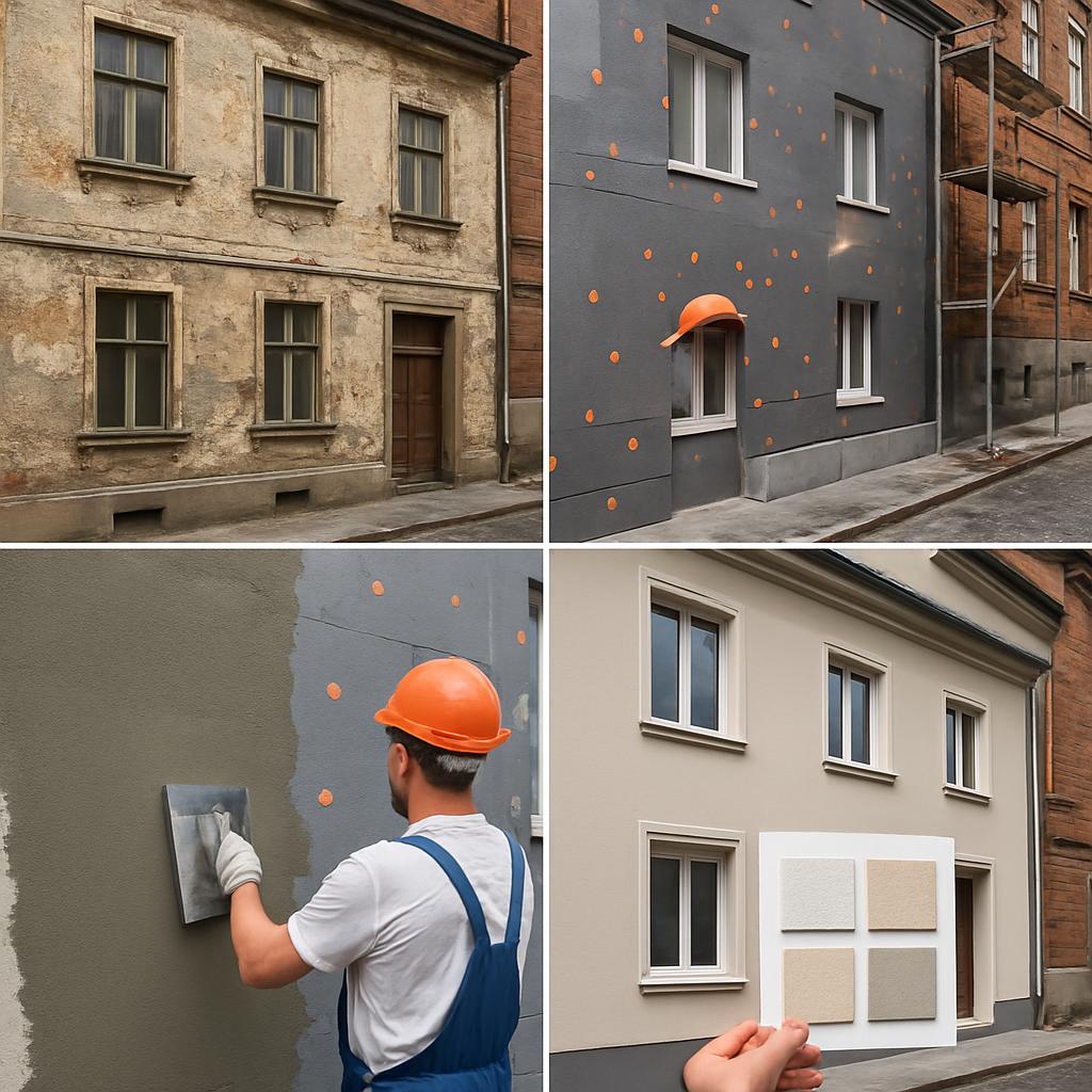 Kompletní přehled k renovaci staré fasády (Brno). 3) Zateplení a výběr omítek