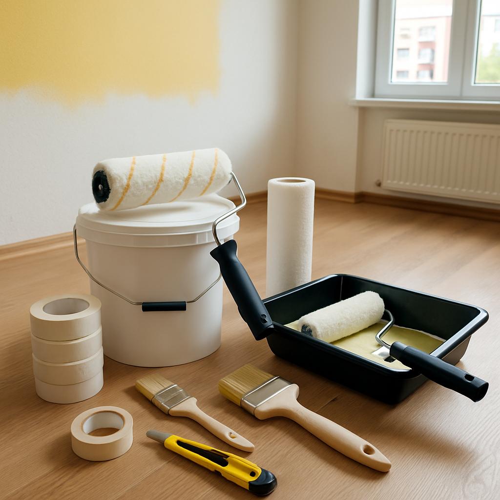 Praktický průvodce k malování pokojů fotogalerie (Chomutov). Nástroje a materiály: co si připravit, aby šlo vše hladce