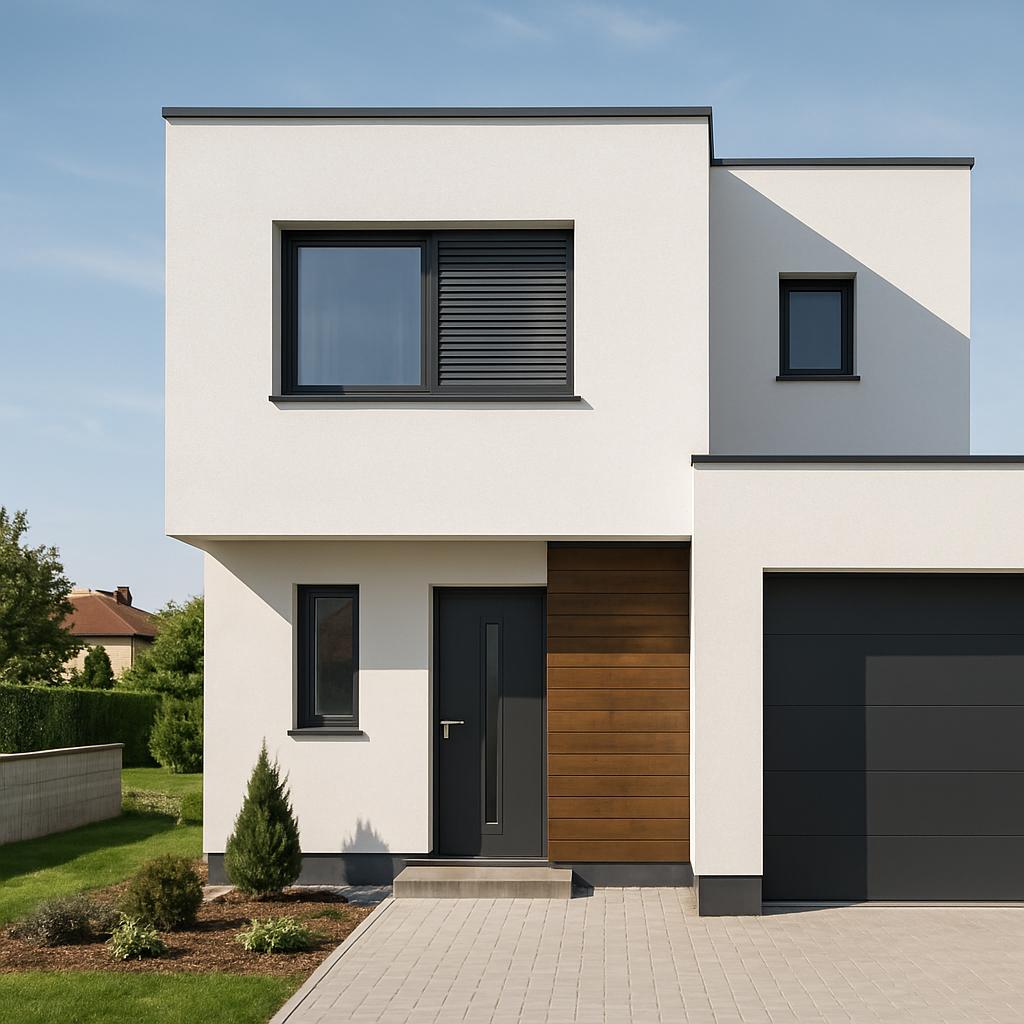 Detailní pohled na moderni dum na klíč (České Budějovice). Lokální specifika České Budějovice