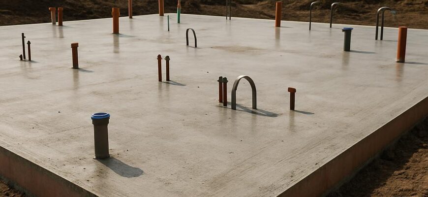 Detailní pohled na základovou desku v Hradci Králové Detailní pohled na základovou desku v Hradci Králové