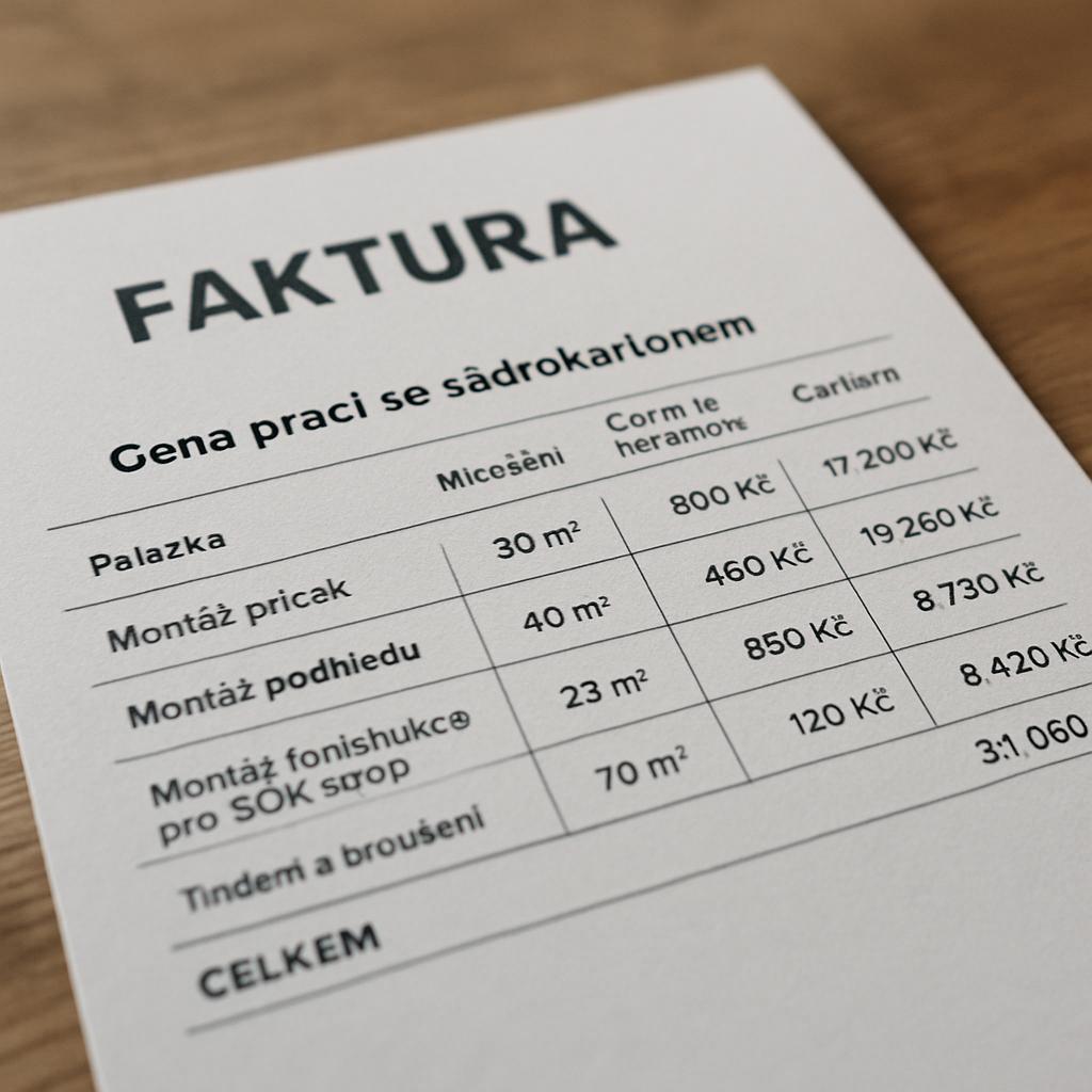 Důležité informace o cena prací se sádrokartonem (Mladá Boleslav). Jaké jsou hlavní položky faktury Důležité informace o cena prací se sádrokartonem (Mladá Boleslav). Jaké jsou hlavní položky faktury