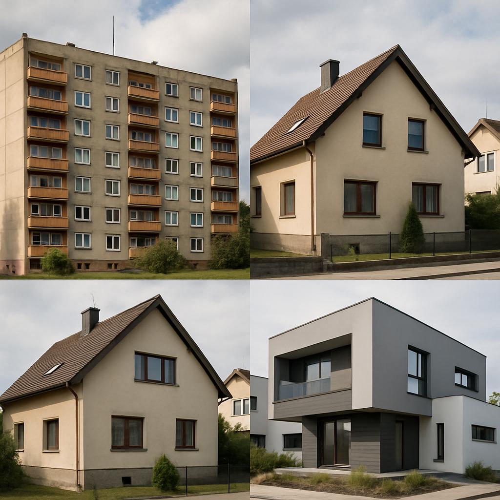 Detailní pohled na stavby domů (Karviná). Historie stavby domů v Karviné: od panelů k současným trendům Detailní pohled na stavby domů (Karviná). Historie stavby domů v Karviné: od panelů k současným trendům