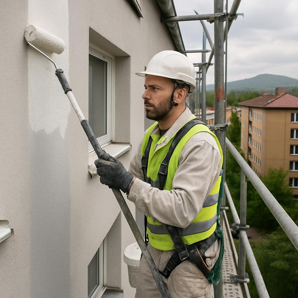 Jak zvládnout nátěr fasády (Třinec). Bezpečnost a práce ve výškách