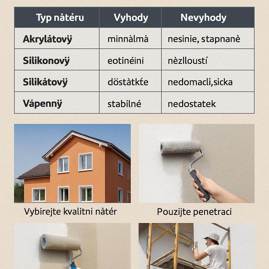 Efektivní tipy pro nátěr fasád (Ostrava). Tabulka: srovnání typů nátěrů (stručný přehled) Efektivní tipy pro nátěr fasád (Ostrava). Tabulka: srovnání typů nátěrů (stručný přehled)