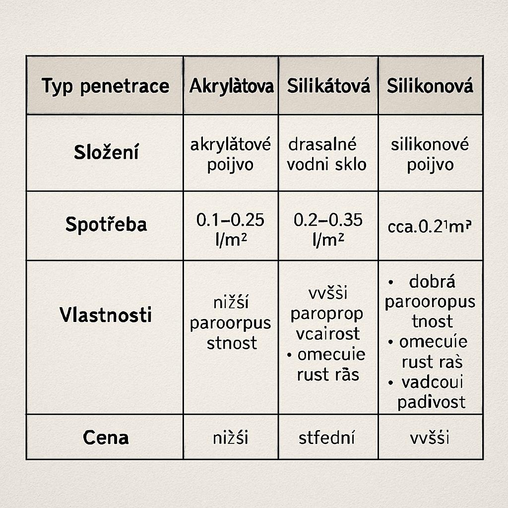Jak zvládnout penetrační nátěr pod fasádu (Zlín). Tabulka srovnání typů penetrací Jak zvládnout penetrační nátěr pod fasádu (Zlín). Tabulka srovnání typů penetrací