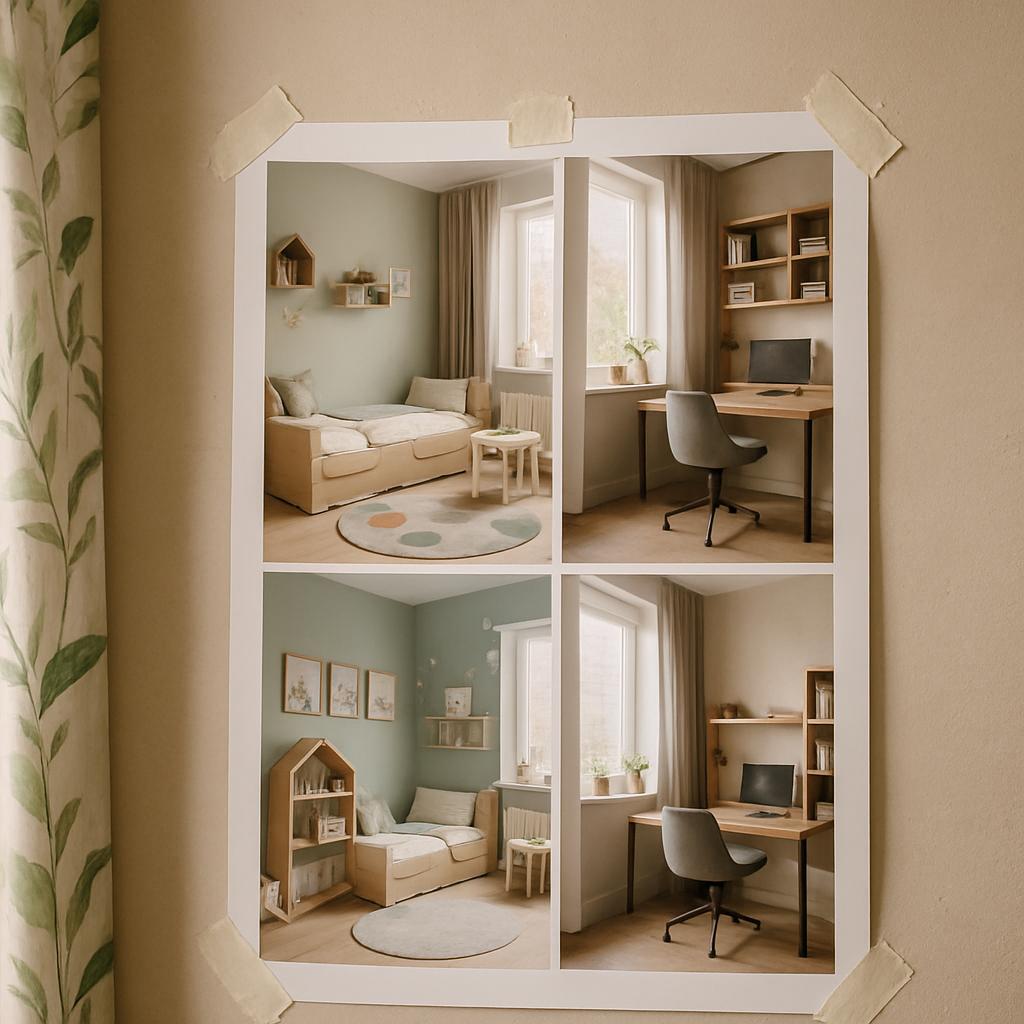 Detailní pohled na inspirace malování bytu (Přerov). Dětský pokoj a pracovna
