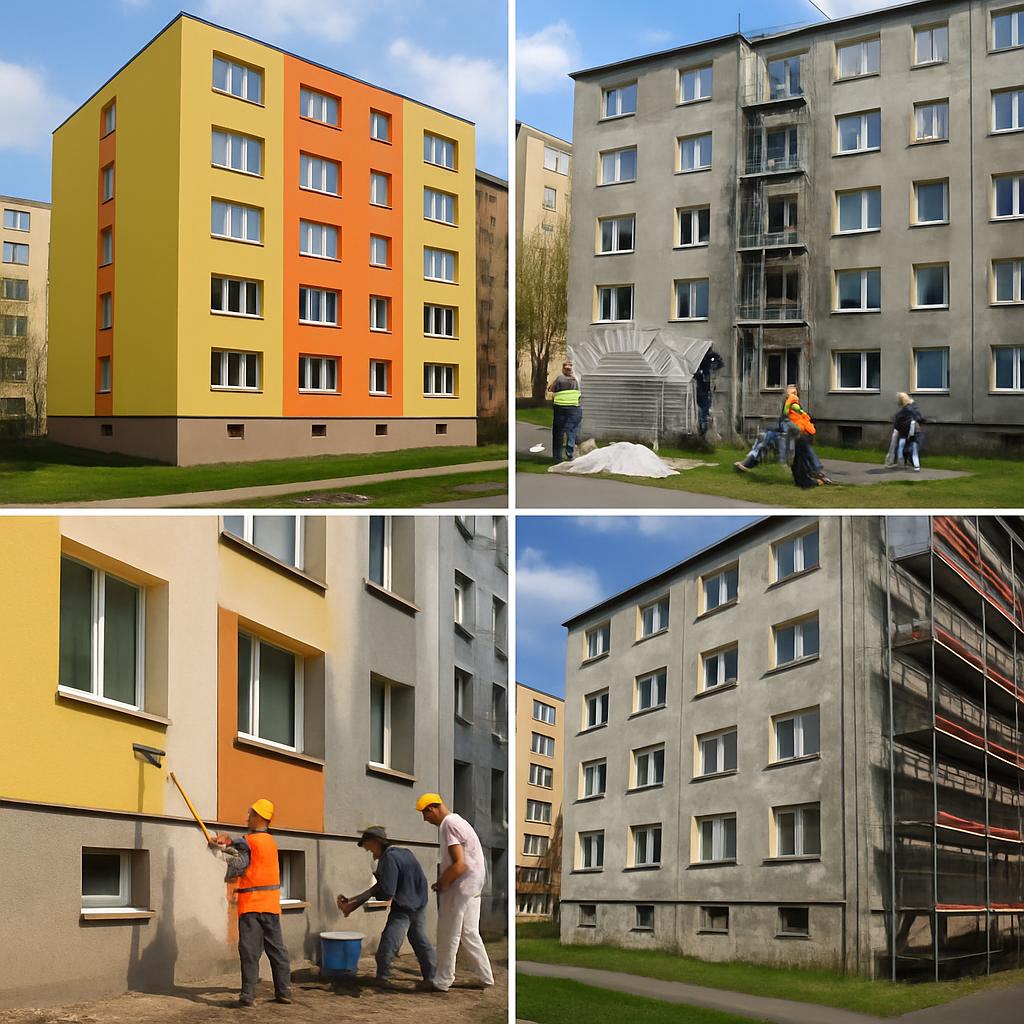 Inspirace pro nátěry fasád panelových domů (Olomouc). Harmonogram prací a příprava povrchu Inspirace pro nátěry fasád panelových domů (Olomouc). Harmonogram prací a příprava povrchu