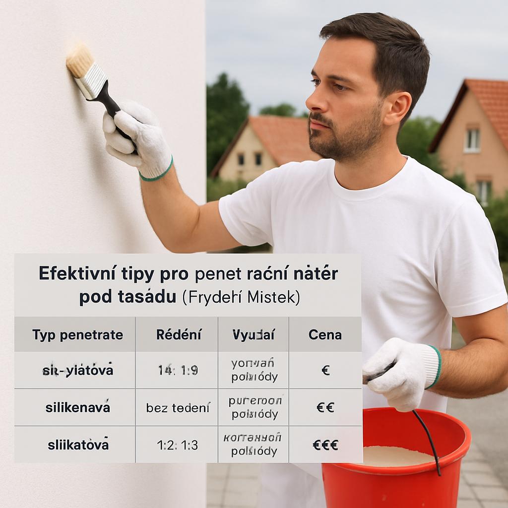 Efektivní tipy pro penetrační nátěr pod fasádu (Frýdek-Místek). Tabulka: Srovnání typů penetrací pro fasádu
