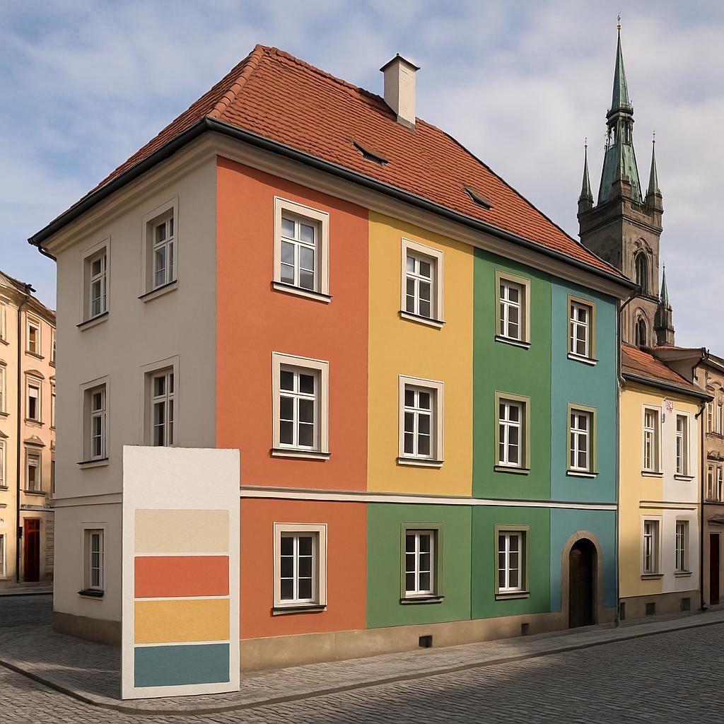 Kreativní nápady pro cena nátěru fasády (Olomouc). Vizualizace a testovací vzorky