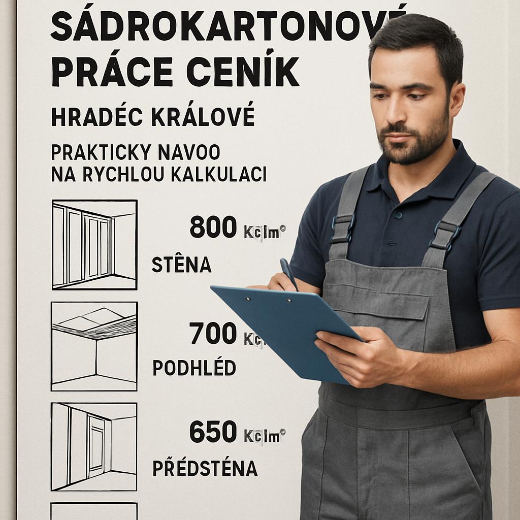 Rychlý návod k sádrokartonové práce ceník (Hradec Králové). Praktický návod na rychlou kalkulaci