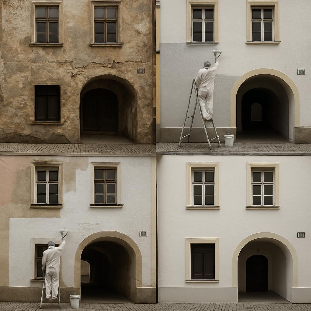 Moderní přístupy k nátěr staré fasády (České Budějovice). Technická a praktická část: kroky renovace Moderní přístupy k nátěr staré fasády (České Budějovice). Technická a praktická část: kroky renovace