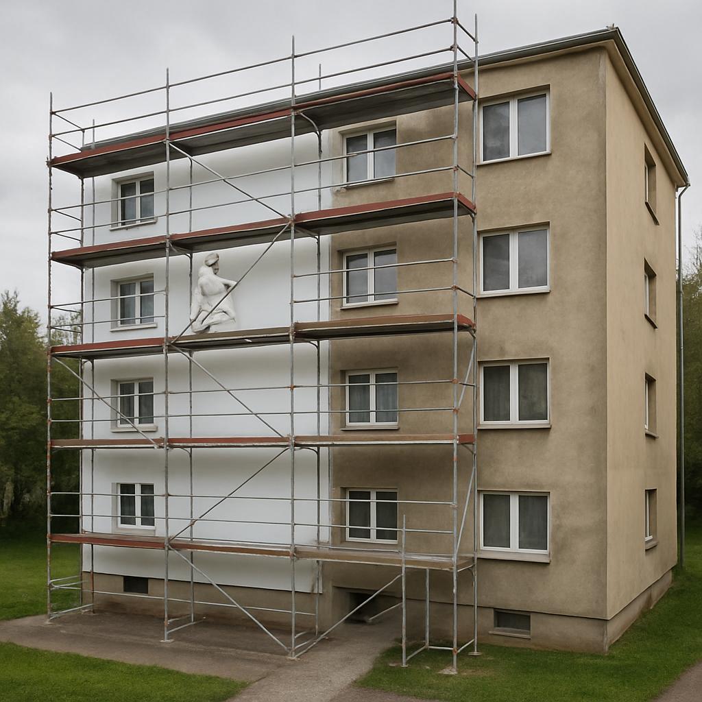Jak zvládnout silikonový nátěr fasády cena (Most). Stavba lešení a přístupové cesty
