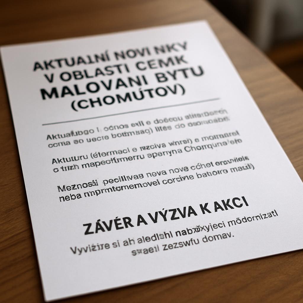 Aktuální novinky v oblasti ceník malování bytu (Chomutov). Závěr a výzva k akci Aktuální novinky v oblasti ceník malování bytu (Chomutov). Závěr a výzva k akci