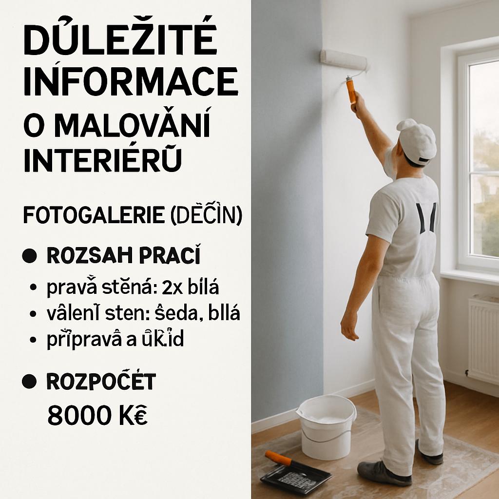Důležité informace o malování interiérů fotogalerie (Děčín). Rozsah prací a rozpočet