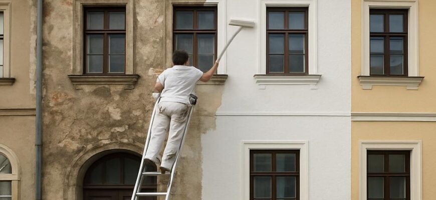 Moderní přístupy k nátěr staré fasády (České Budějovice)