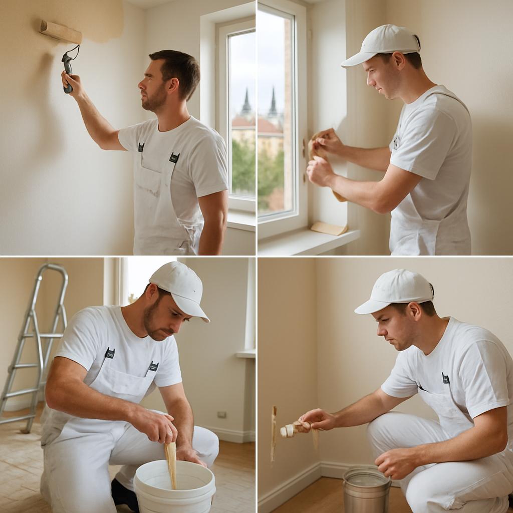 Postupy krok za krokem při malování interiérů fotogalerie (Praha). Průvodce praktického malíře pro Prahu a okolí