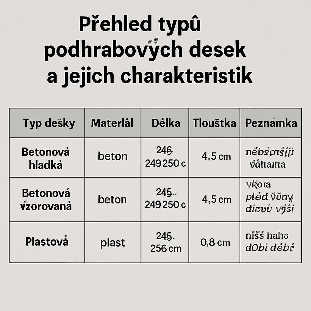 Nejčastější otázky kolem podhrabové desky (Opava). Tabulka: Přehled typů podhrabových desek a jejich charakteristik