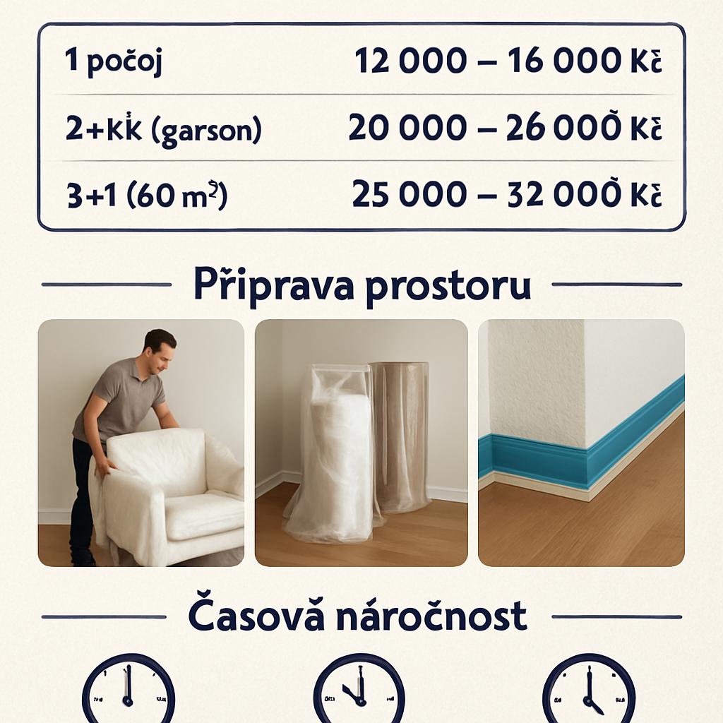 Kompletní přehled k cena za malování bytu (Ústí nad Labem). Příprava prostoru a časová náročnost