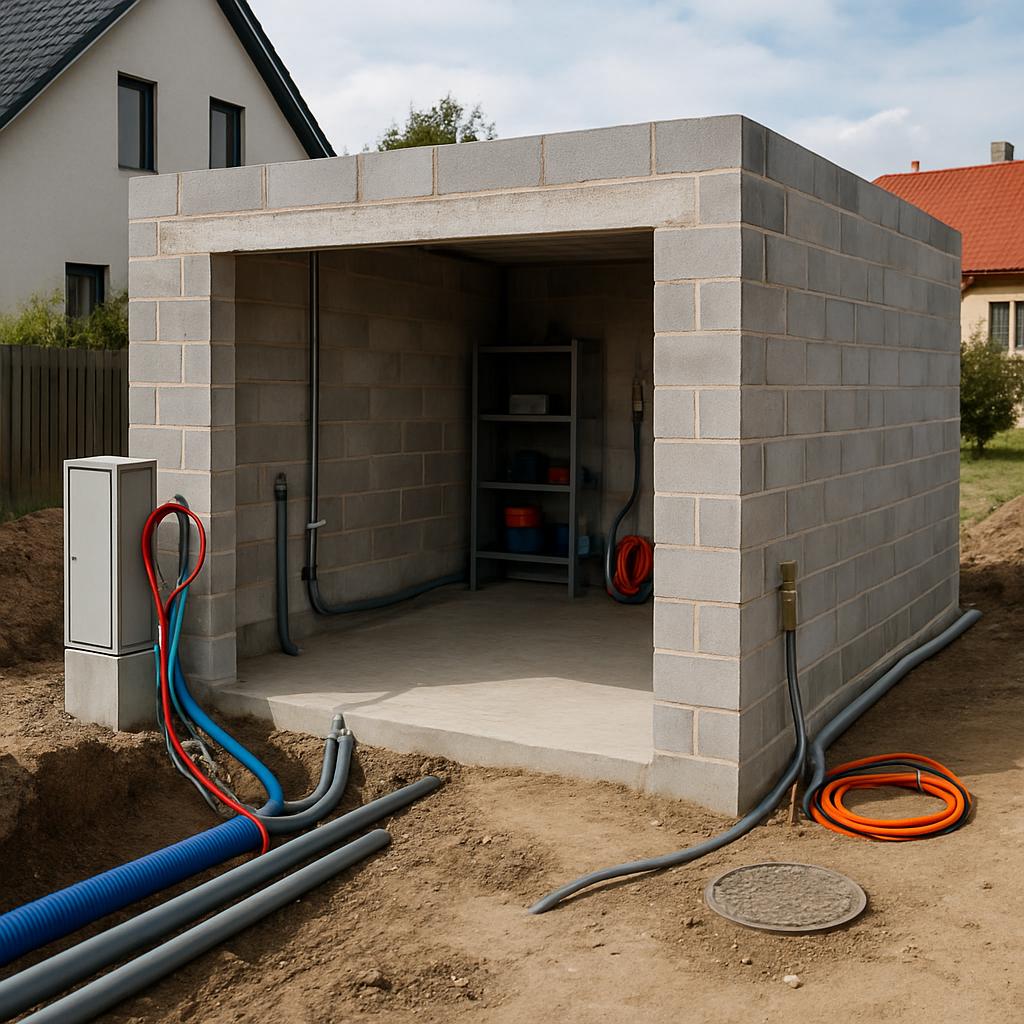 Důležité informace o stavba garáže (Jihlava). Napojení sítí a technické vybavení Důležité informace o stavba garáže (Jihlava). Napojení sítí a technické vybavení