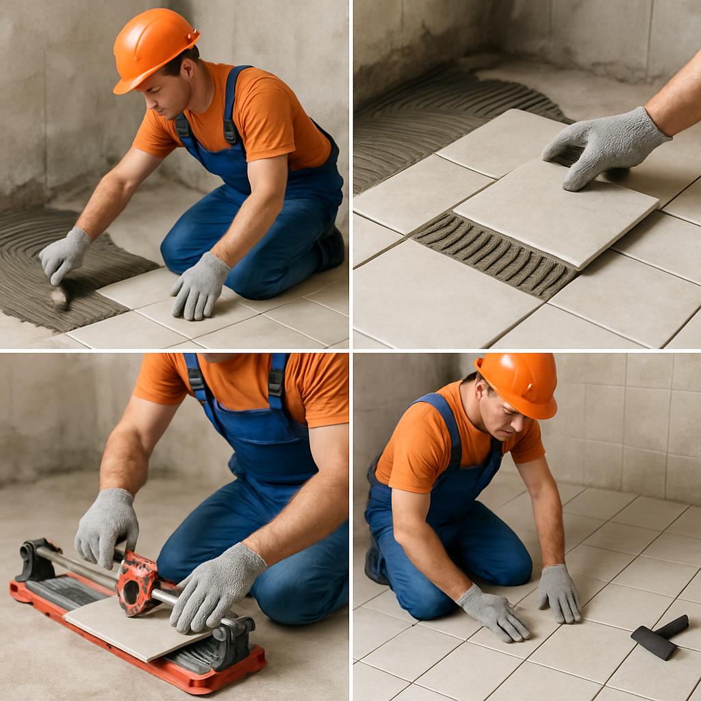 Postupy krok za krokem při obkladačské práce (Jablonec nad Nisou). Pokládka dlaždic: krok za krokem