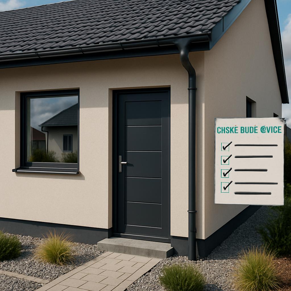 Detailní pohled na moderni dum na klíč (České Budějovice). Máte-li zájem o skutečný detail: kontrolní seznam pro zájemce