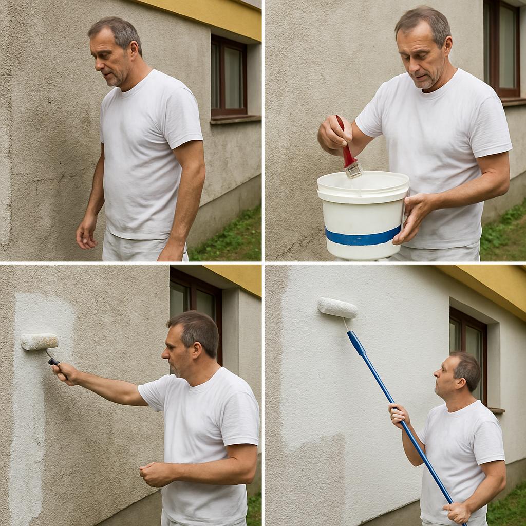 Postupy krok za krokem při penetrační nátěr pod fasádu (Prostějov). Kroky krok za krokem: postup nanášení penetračního nátěru pod fasádu Postupy krok za krokem při penetrační nátěr pod fasádu (Prostějov). Kroky krok za krokem: postup nanášení penetračního nátěru pod fasádu