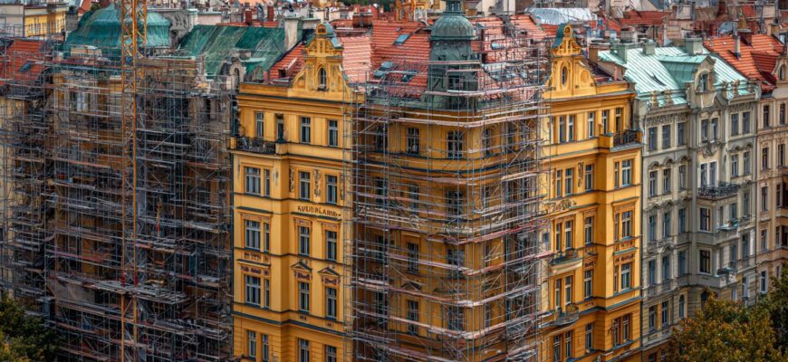 Detailní pohled na hrubá stavba (Praha)