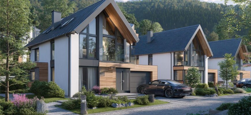 Detailní pohled na luxusní domy na klíč (Zlín)