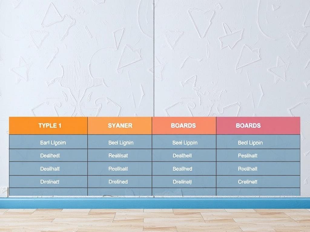 Důležité informace o sádrokartonářské práce (Přerov). Tabulka: typy desek a jejich použití