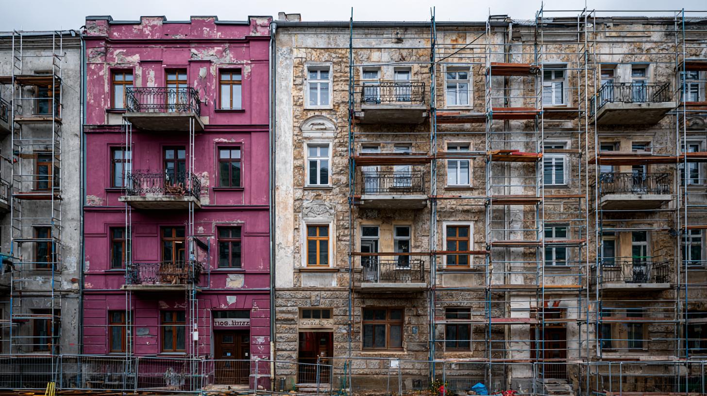 Detailní pohled na renovace fasády (Frýdek-Místek). Průběh renovace fasády ve Frýdku-Místku: krok po kroku
