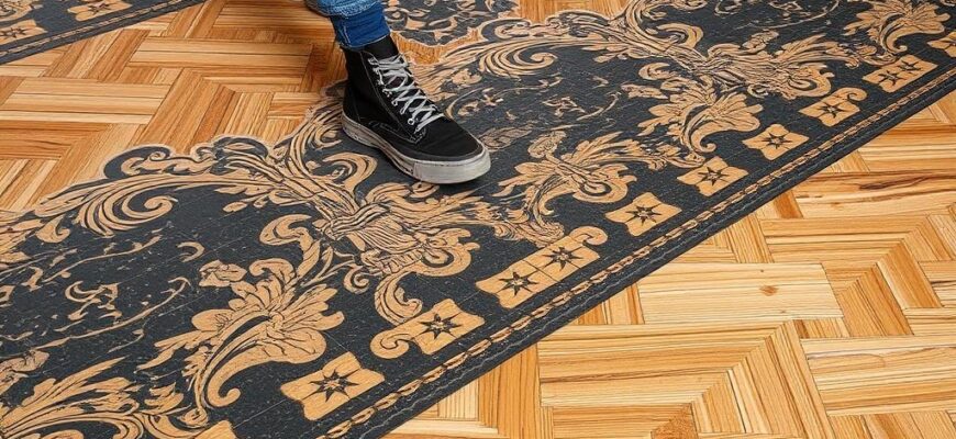 Detailní pohled na montáž podlahy (Olomouc)