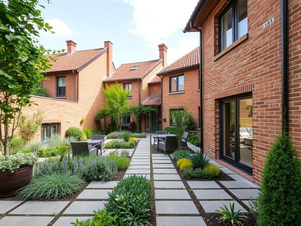 Inspirace pro stavba zděných rd (Olomouc). Terasy, zahrady a propojení se zahradou