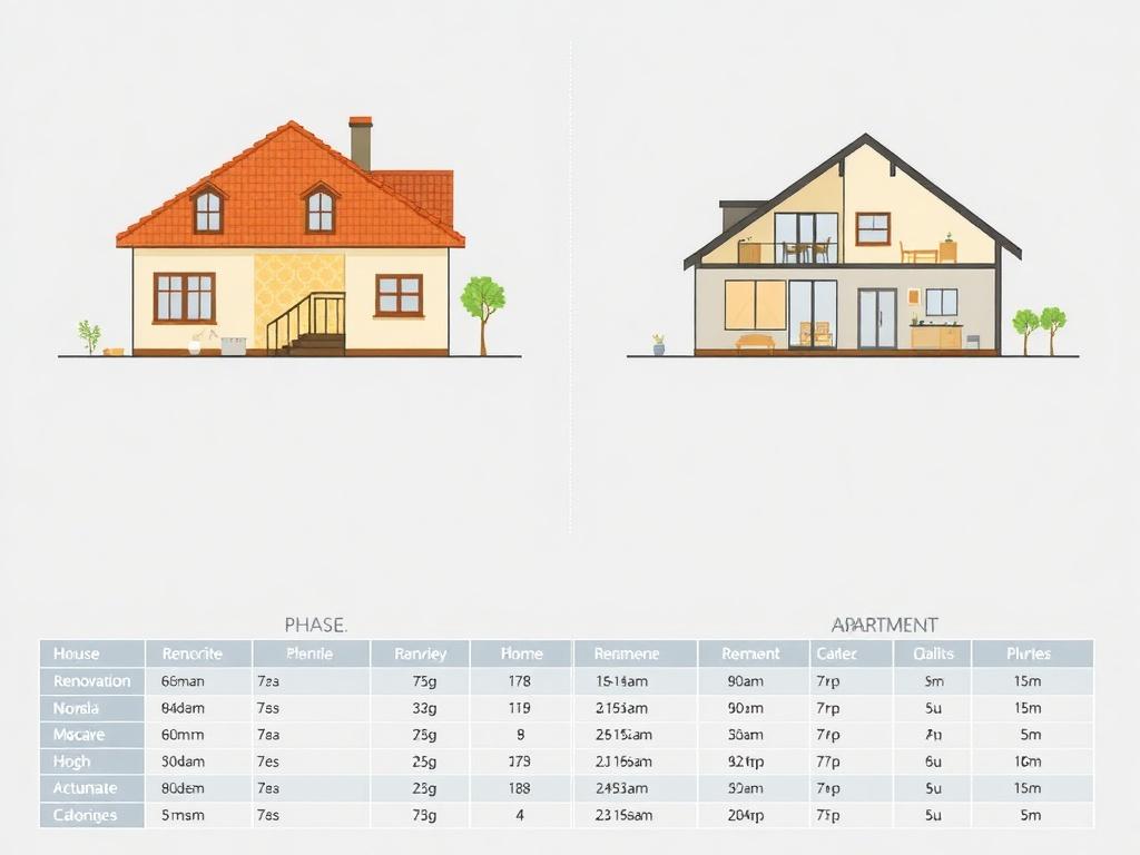 Detailní pohled na rekonstrukce domů a bytů (Ostrava). Tabulka: Fáze rekonstrukce a typické parametry