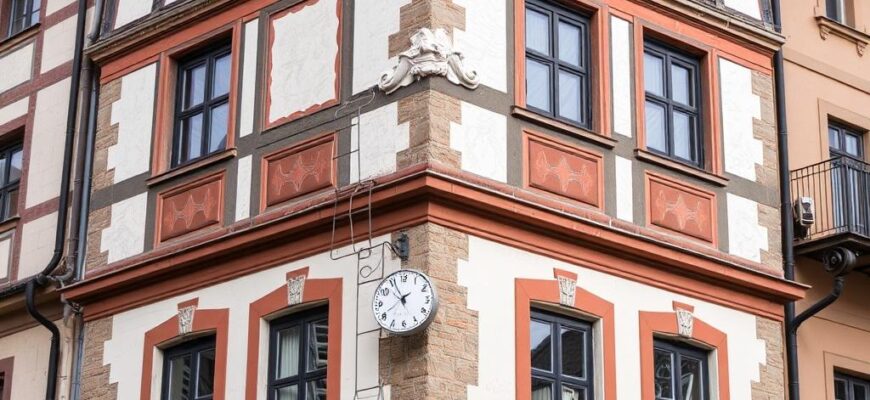 Detailní pohled na renovace staré fasády (Jablonec nad Nisou)