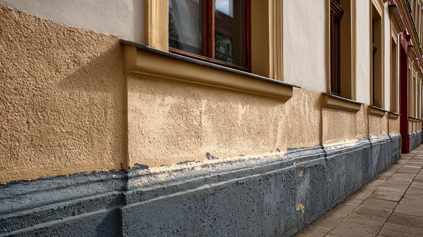 Detailní pohled na venkovní nátěr fasády (Mladá Boleslav). Příprava povrchu: základ úspěchu