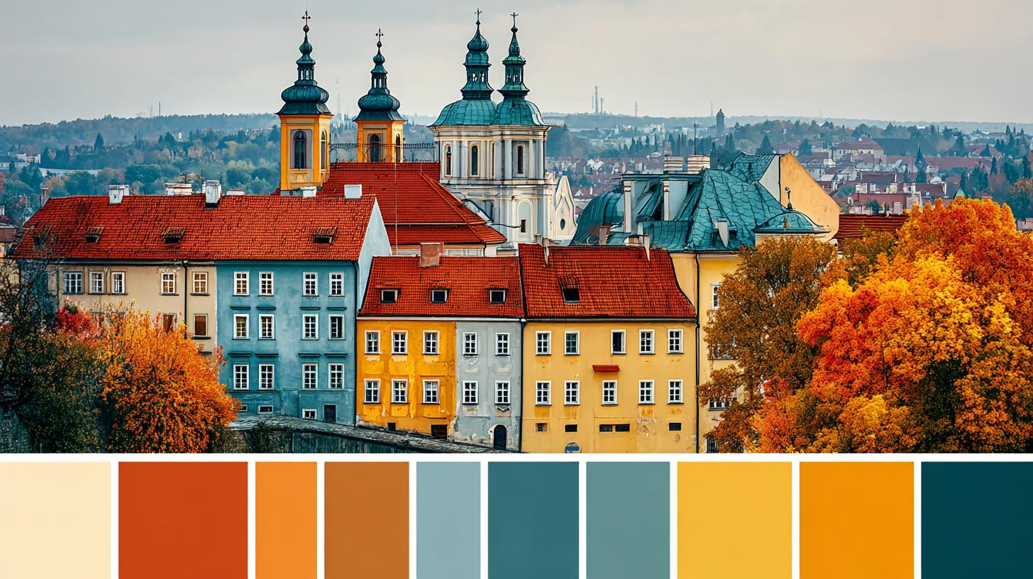 Praktický průvodce k malování interiérů inspirace (Olomouc). Ukázka palety inspirované Olomoucí