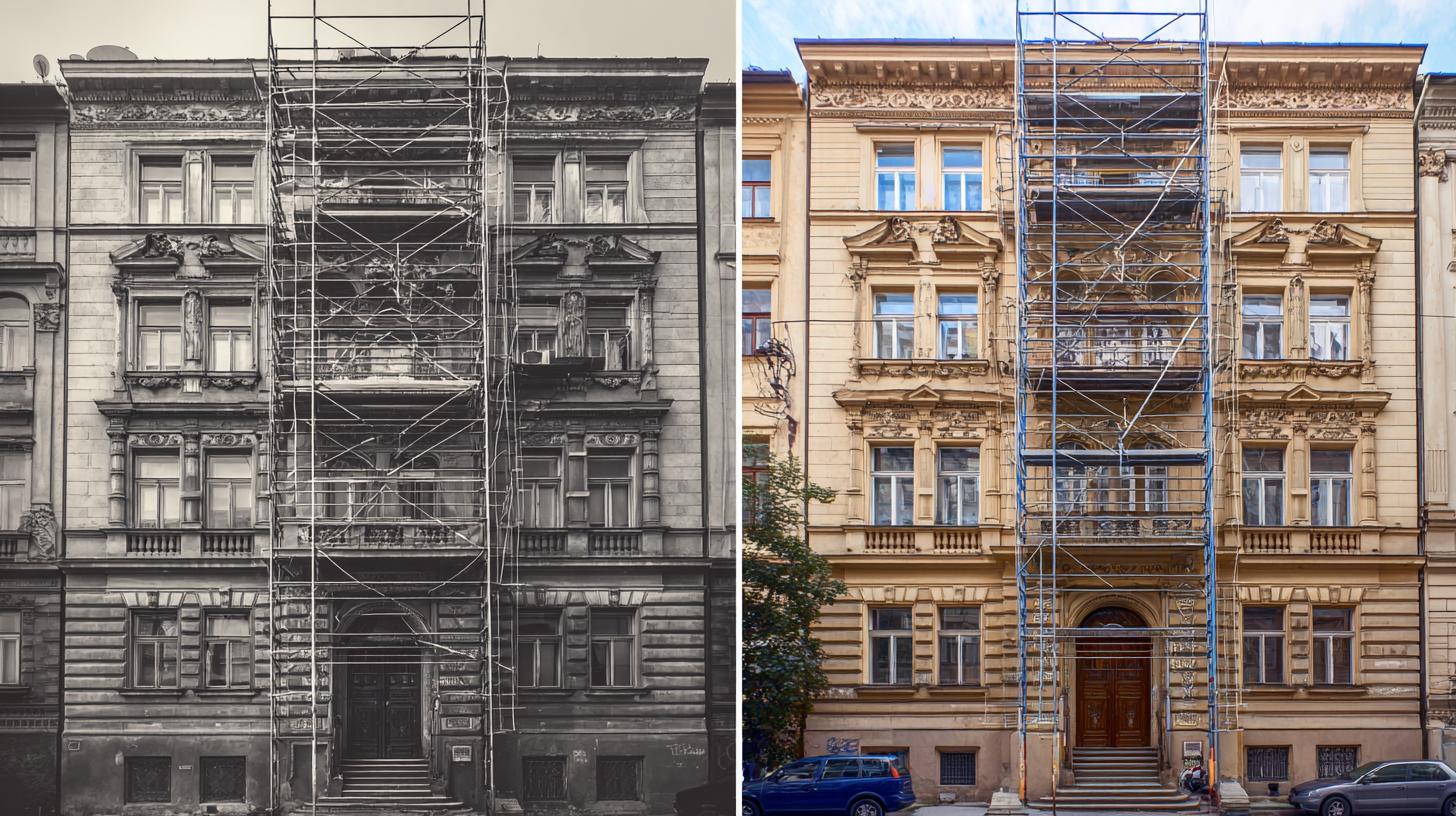 Kreativní nápady pro renovace staré fasády (Praha). Historické detaily vs. moderní technologie