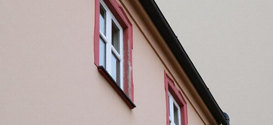 Detailní pohled na nátěr staré fasády (Frýdek-Místek)