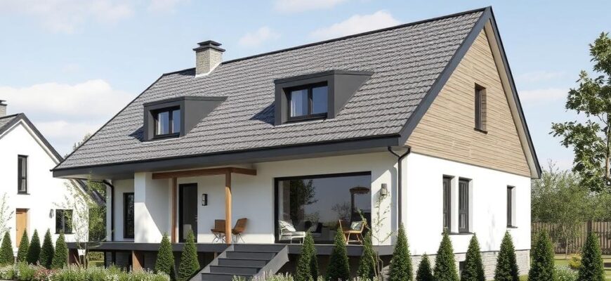 Detailní pohled na moderní dům na klíč Pardubice