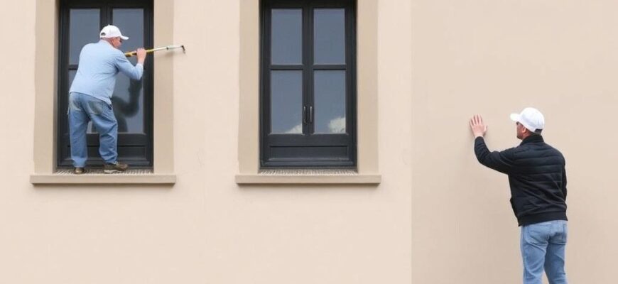 Postupy krok za krokem při malování na fasádu (Liberec)