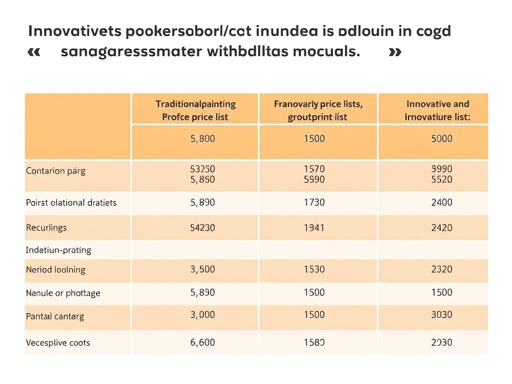Inovativní řešení v rámci ceník nátěru fasády (Frýdek-Místek). Tabulka: Srovnání tradičního a inovativního ceníku