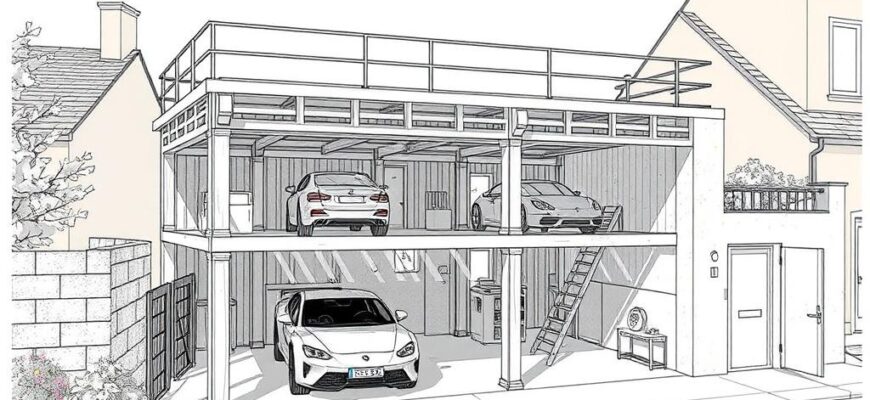 Detailní pohled na stavbu garáže v Praze