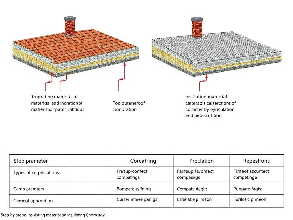 Postupy krok za krokem při izolace plochých střech (Chomutov). Tabulka: Typy izolačních materiálů a jejich hlavní parametry