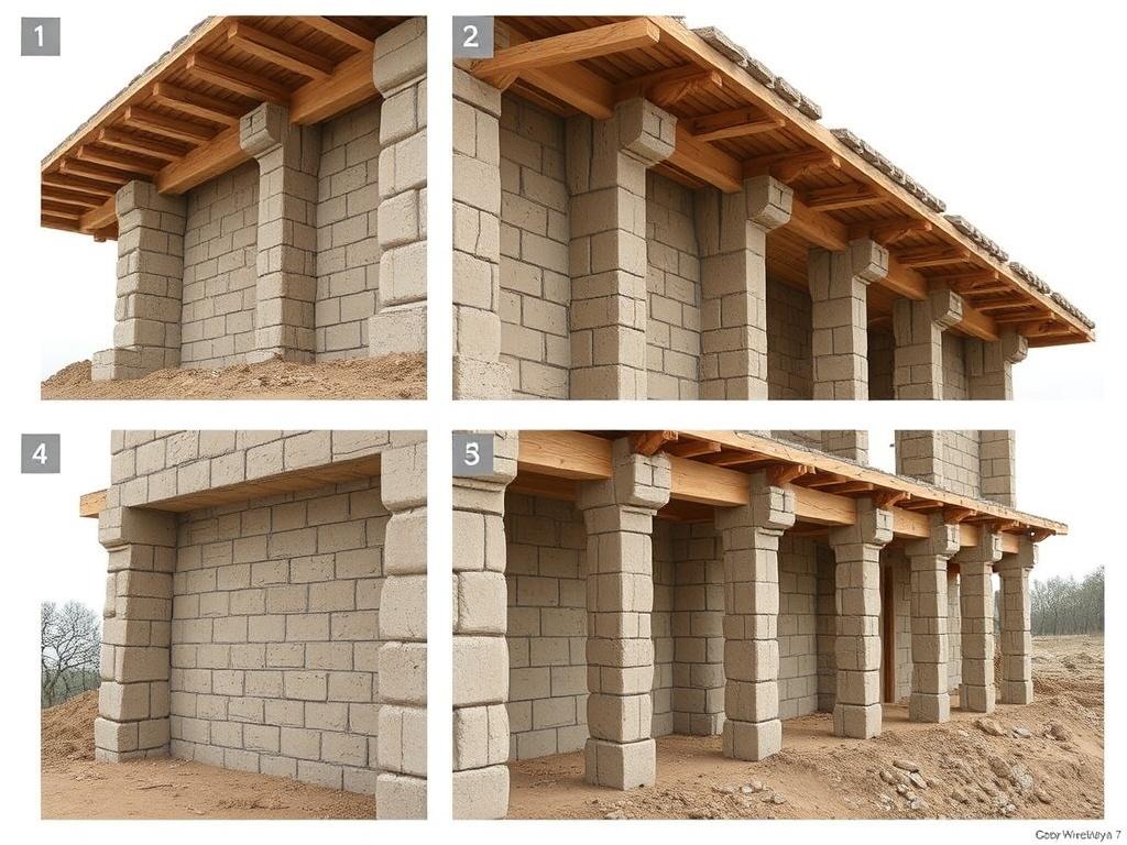 Postupy krok za krokem při hrubá stavba (Chomutov). Nosné stěny a sloupy